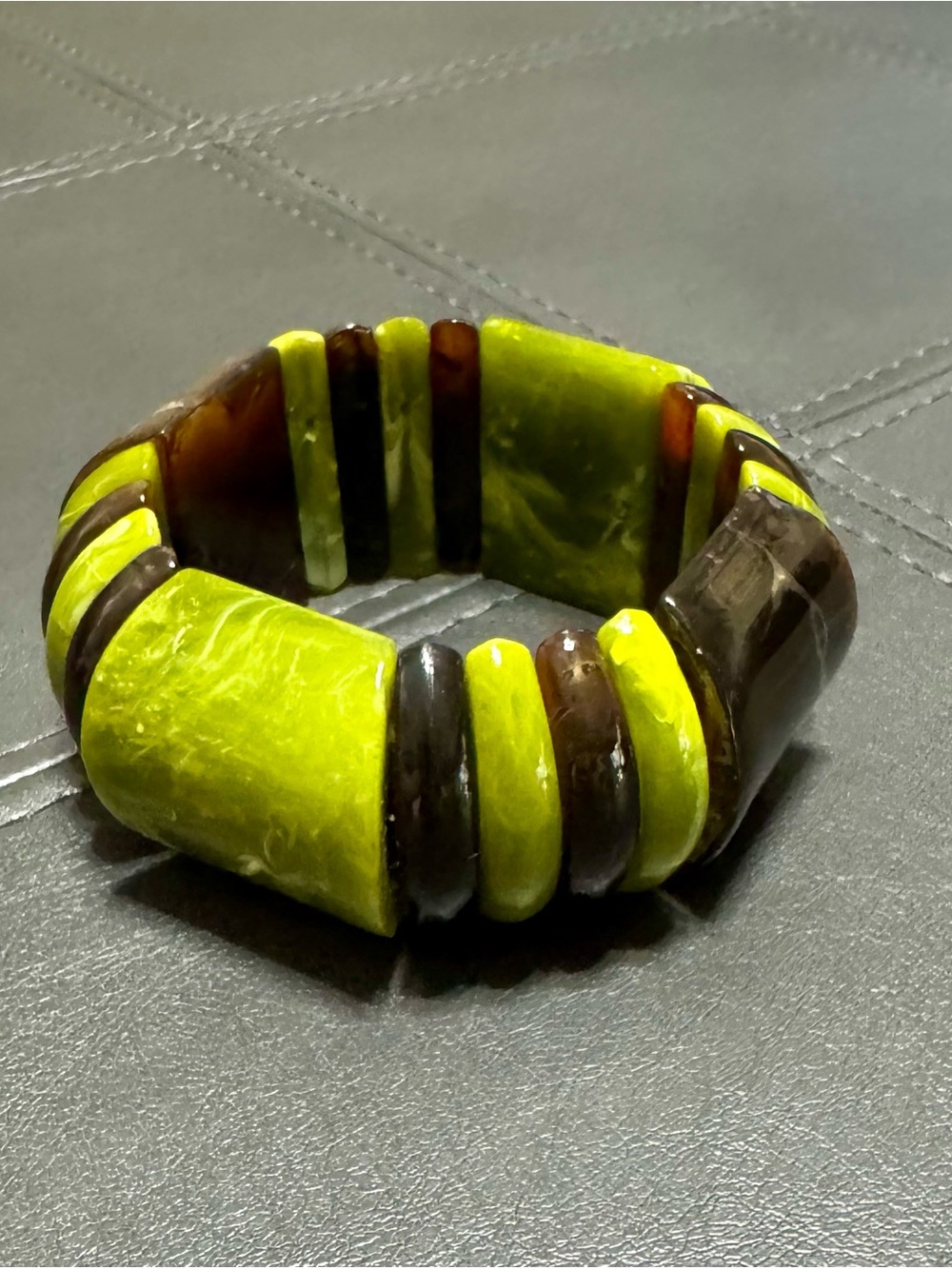 Green & Brown Stretch Bead (marble look) Bracelet